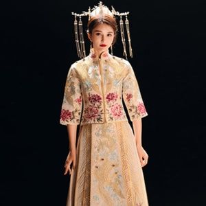 Chinese Wedding Dress/Kwa/Qipao/ with headpiece